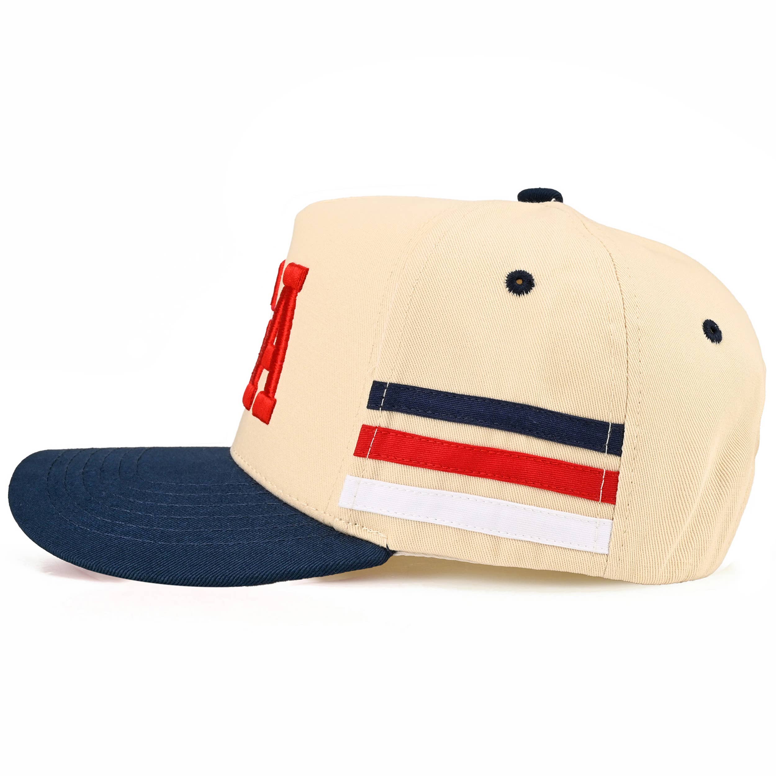 3 Lines Flag Letter on Two Tone Trucker Hat: Navy