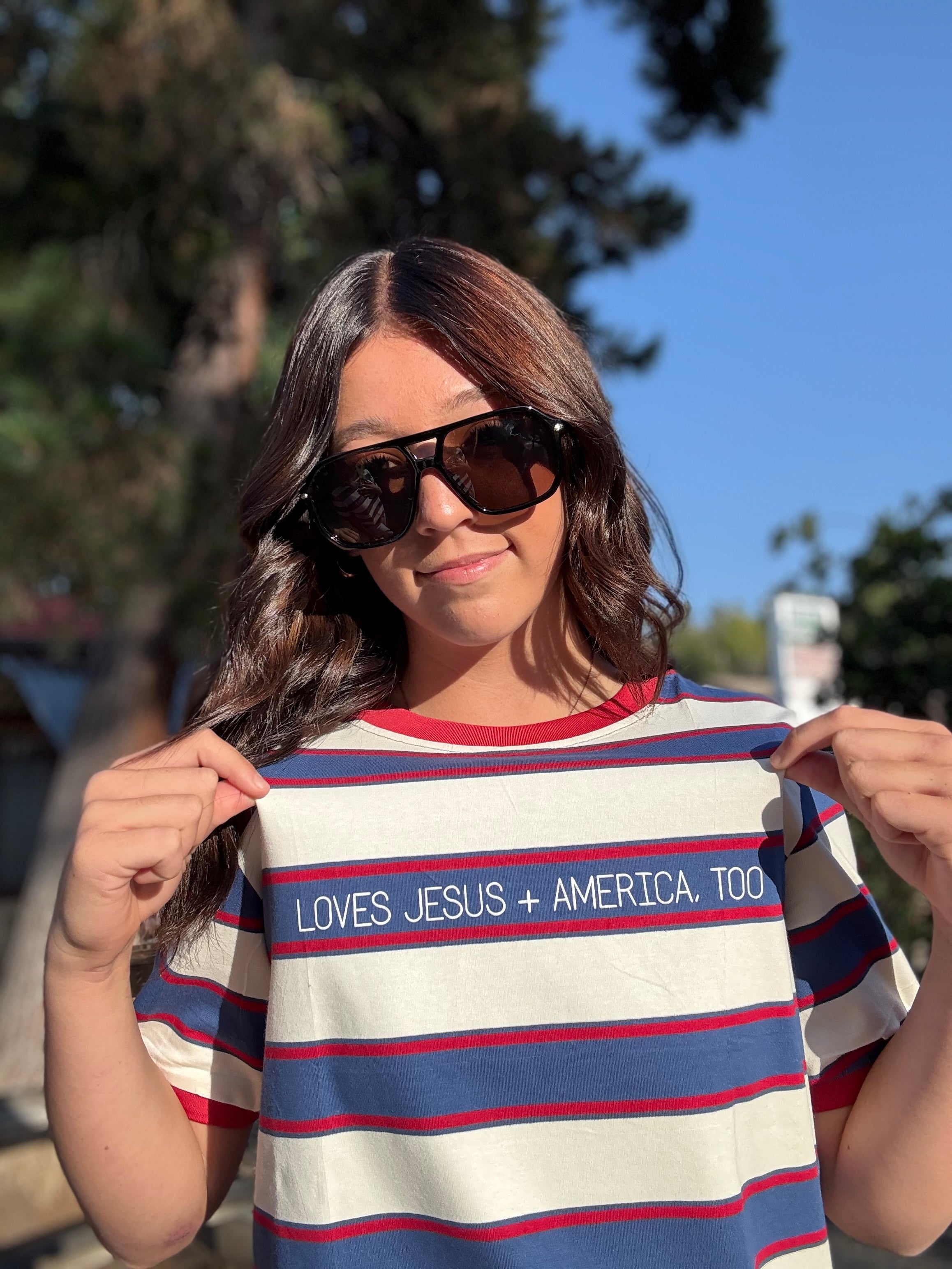 Striped Loves Jesus + America, too