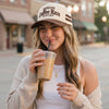MORNING COFFEE RUN Letter Two Tone Trucker Hat