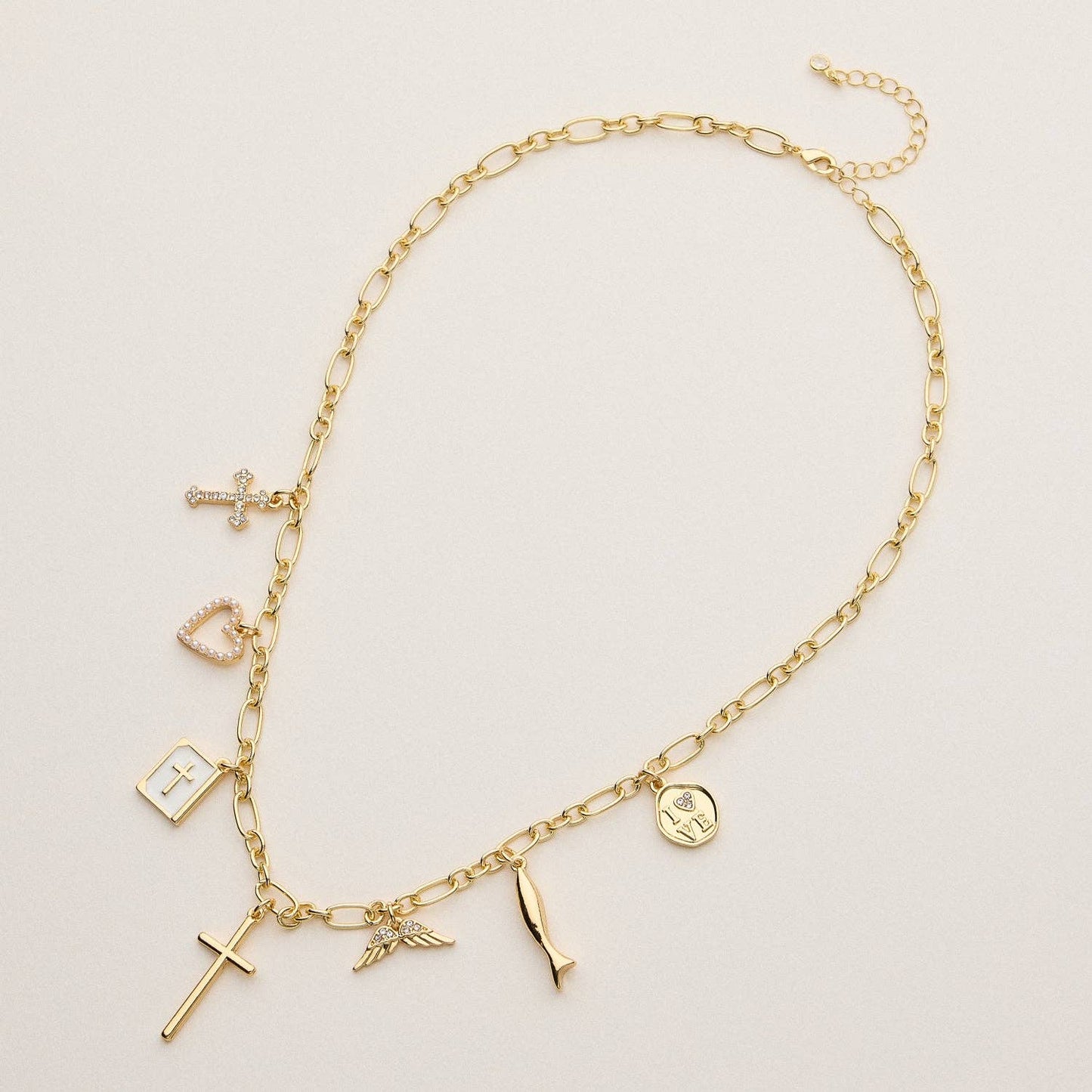 Faith and Love Charm Necklace - 18K Gold Dipped: GD / ONE / 5DN18146