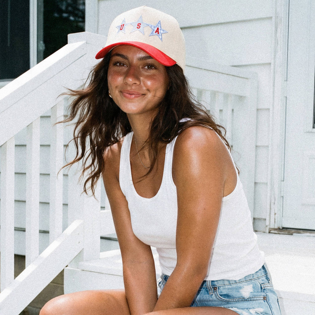 STAR USA Letter with Stars on Two Tone Trucker Hat