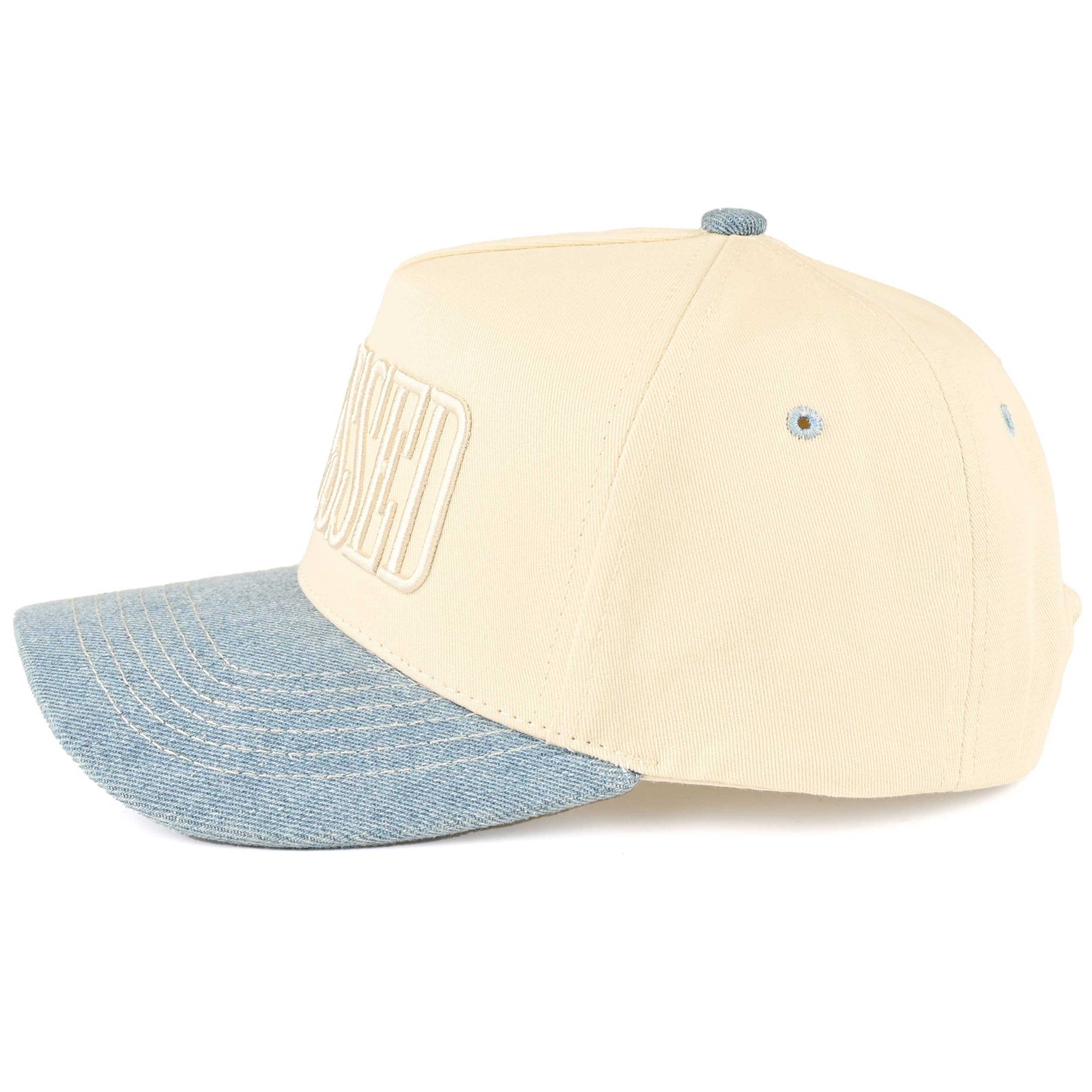 BLESSED Letter Embroidered Two Tone Trucker Hat Cap
