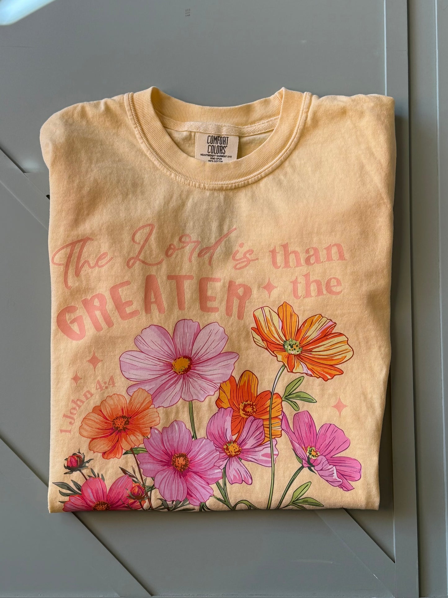 The Lord is Greater than the Giants- wildflowers Graphic tee