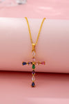 Rainbow  Crystal Cross Pendant Necklace |