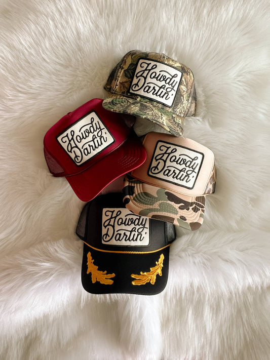 Howdy Darlin' Patch Trucker Hat: Red