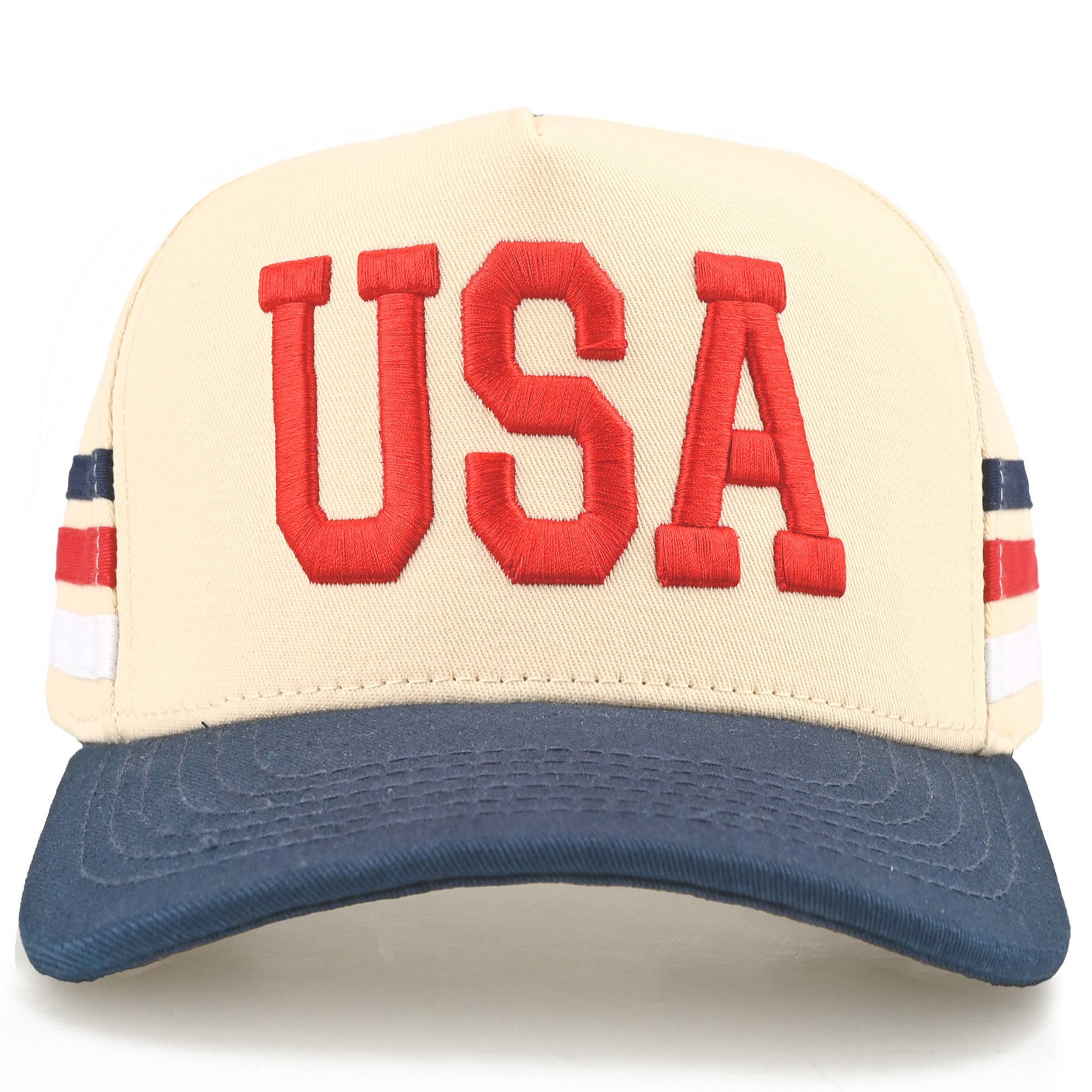 3 Lines Flag Letter on Two Tone Trucker Hat: Navy