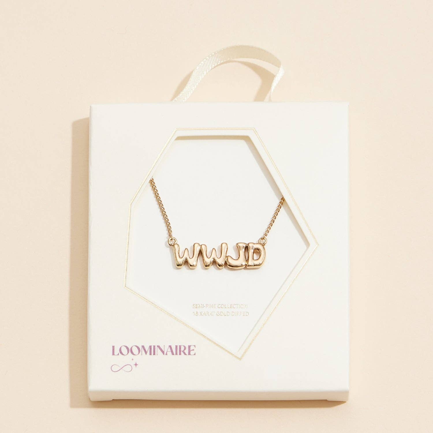 WWJD What Would Jesus Do 18K Gold Necklace: Gold / One / 4DN18088