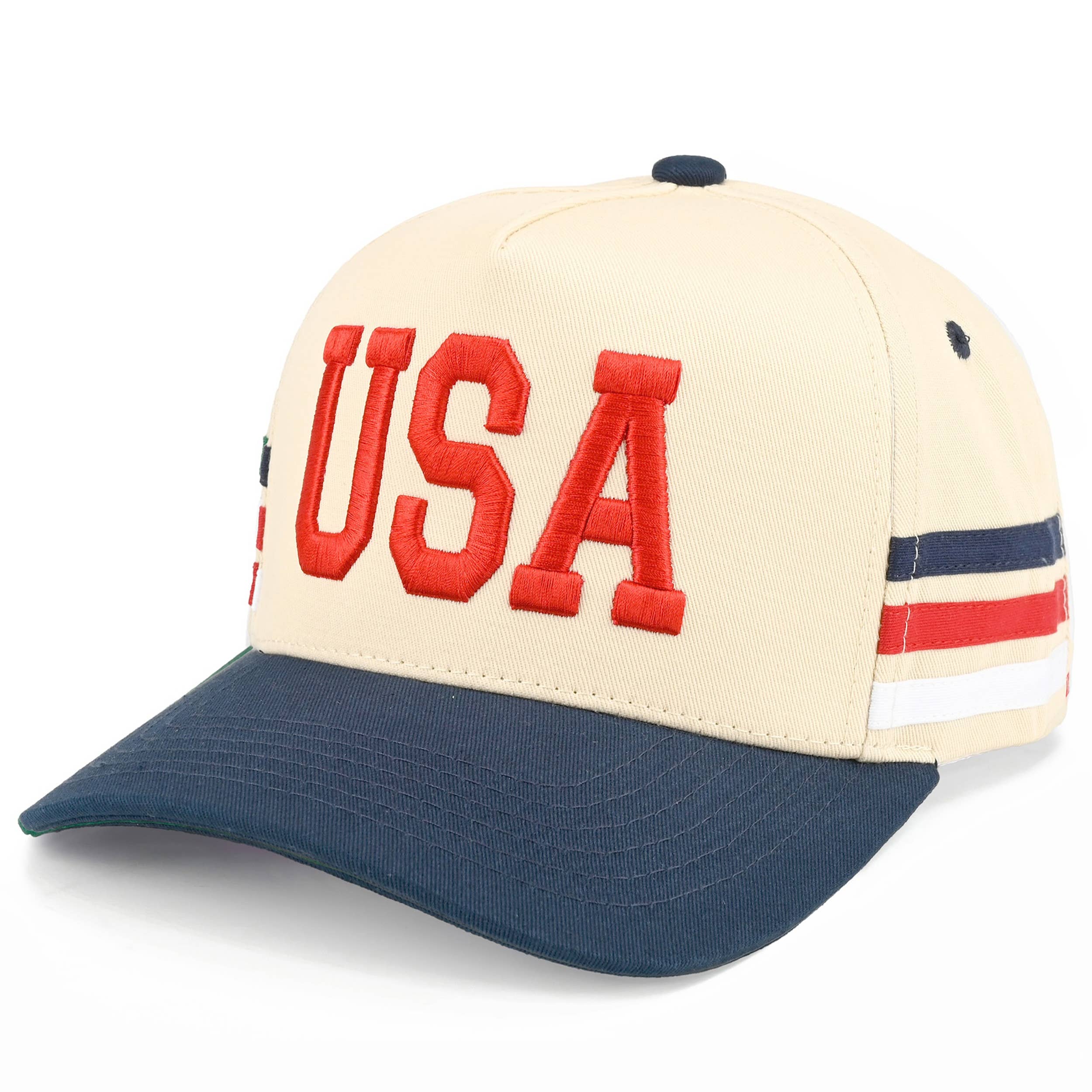 3 Lines Flag Letter on Two Tone Trucker Hat: Navy