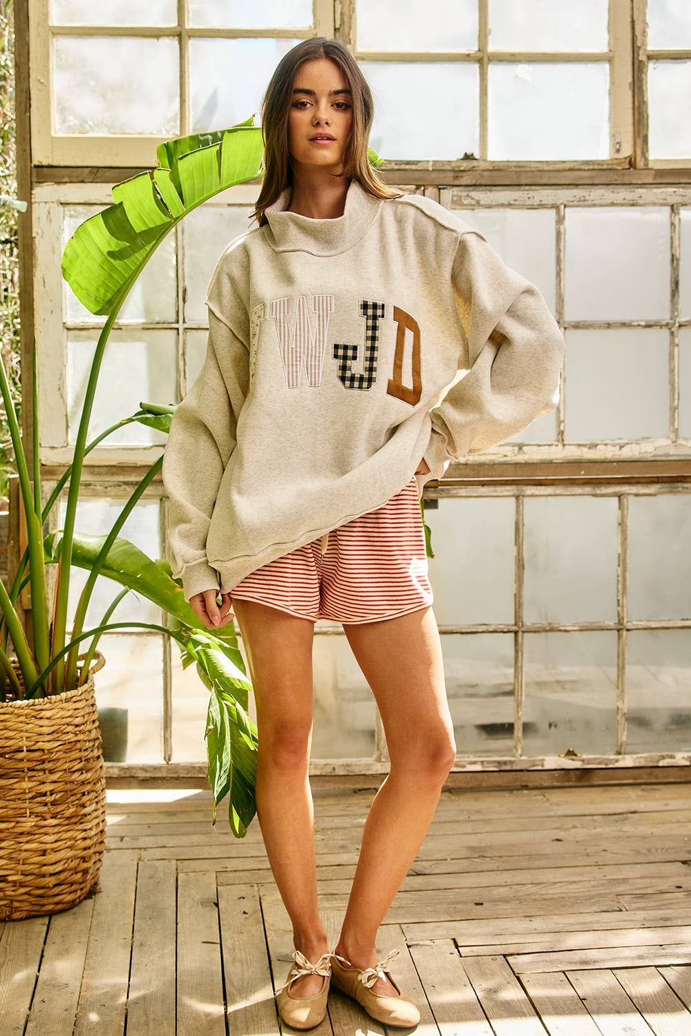 WWJD Embroidered Mock-neck Sweatshirt
